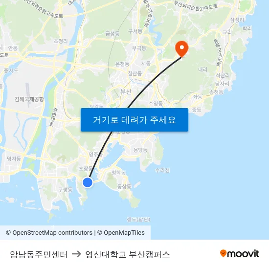 암남동주민센터 to 영산대학교 부산캠퍼스 map
