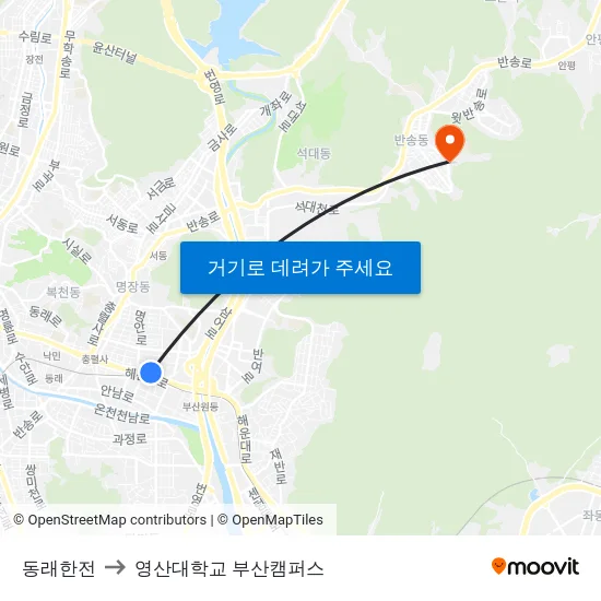 동래한전 to 영산대학교 부산캠퍼스 map