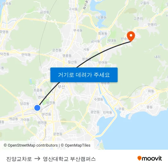 진양교차로 to 영산대학교 부산캠퍼스 map