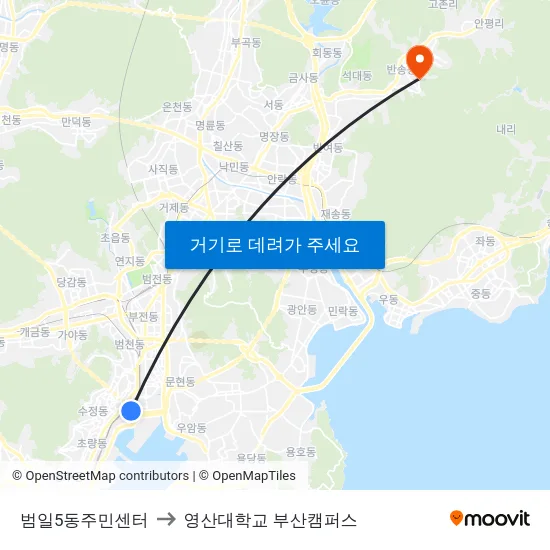 범일5동주민센터 to 영산대학교 부산캠퍼스 map