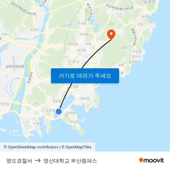 영도경찰서 to 영산대학교 부산캠퍼스 map