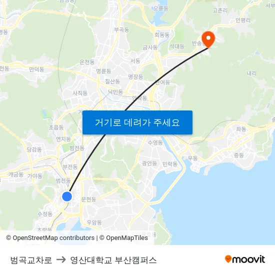 범곡교차로 to 영산대학교 부산캠퍼스 map