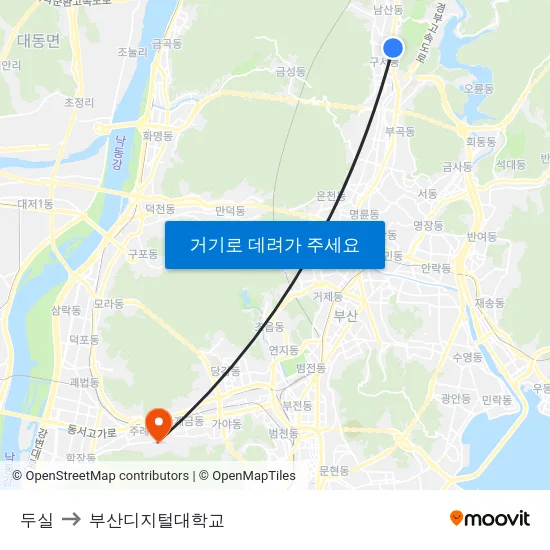 두실 to 부산디지털대학교 map