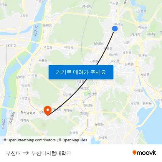부산대 to 부산디지털대학교 map