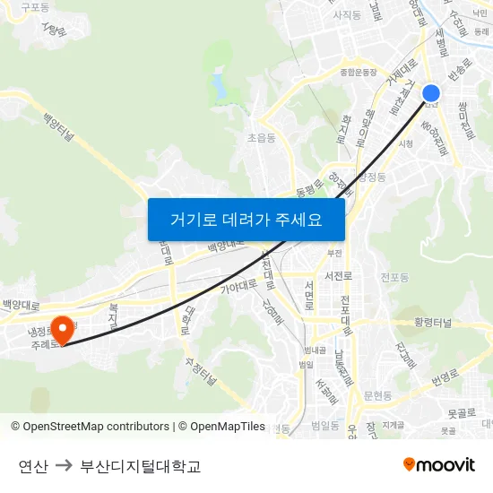 연산 to 부산디지털대학교 map