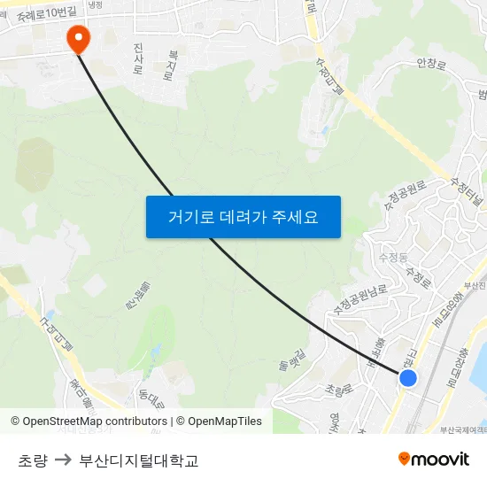 초량 to 부산디지털대학교 map