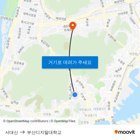 서대신 to 부산디지털대학교 map