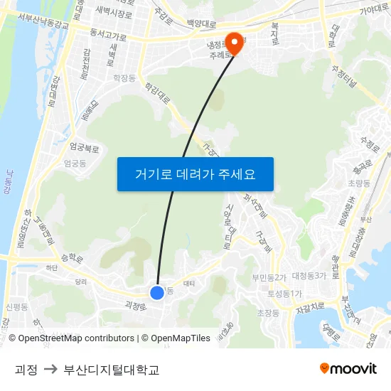 괴정 to 부산디지털대학교 map