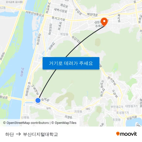 하단 to 부산디지털대학교 map