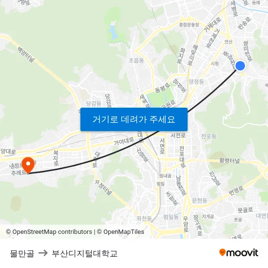 물만골 to 부산디지털대학교 map