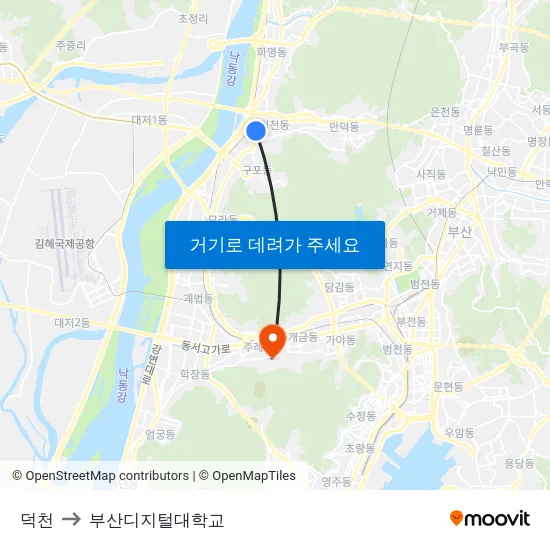 덕천 to 부산디지털대학교 map