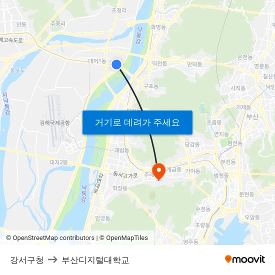 강서구청 to 부산디지털대학교 map