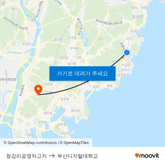 청강리공영차고지 to 부산디지털대학교 map