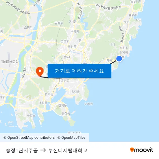 송정1단지주공 to 부산디지털대학교 map