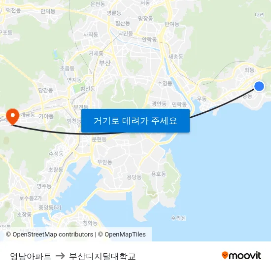 영남아파트 to 부산디지털대학교 map