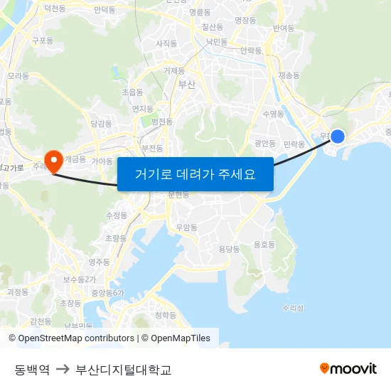 동백역 to 부산디지털대학교 map