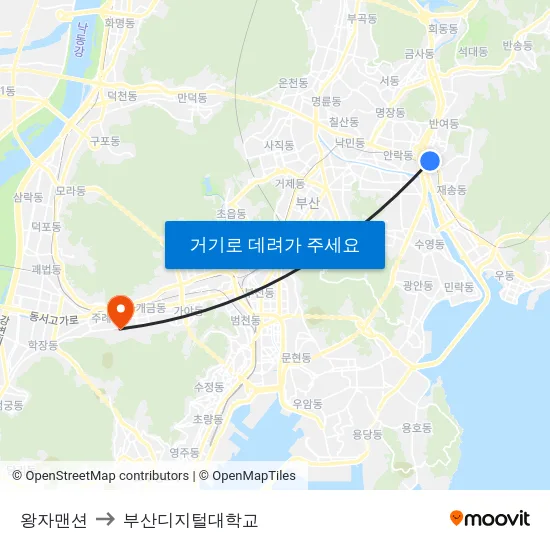 왕자맨션 to 부산디지털대학교 map