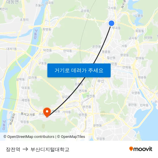 장전역 to 부산디지털대학교 map