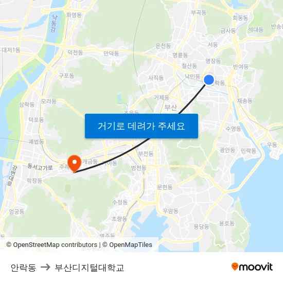 안락동 to 부산디지털대학교 map
