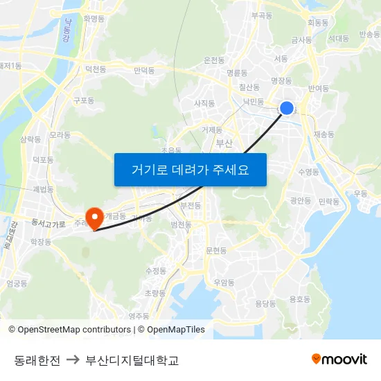 동래한전 to 부산디지털대학교 map