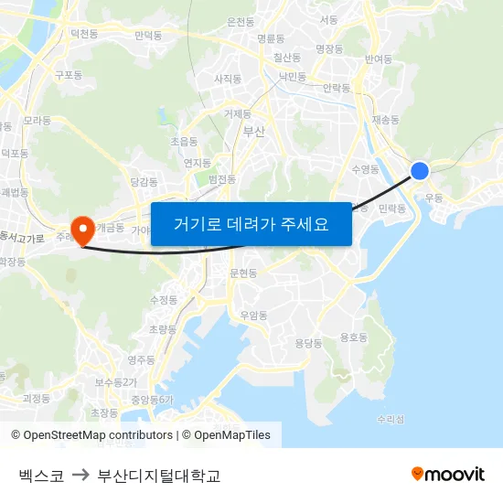 벡스코 to 부산디지털대학교 map