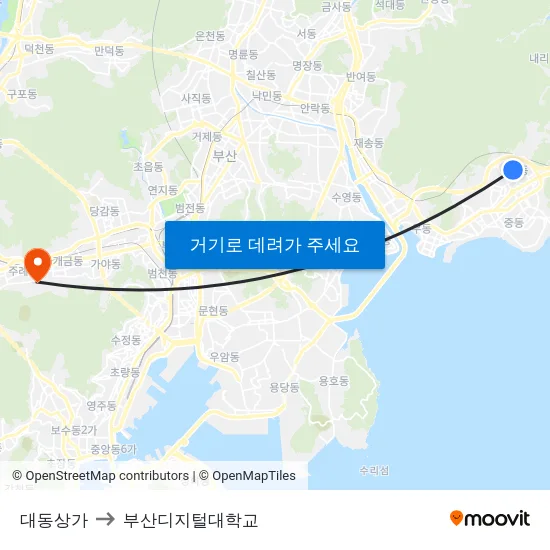 대동상가 to 부산디지털대학교 map