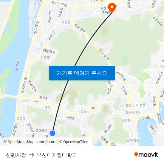 신평시장 to 부산디지털대학교 map