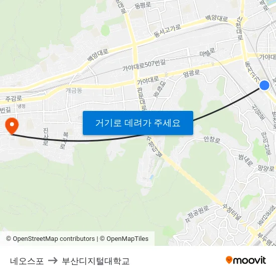 네오스포 to 부산디지털대학교 map