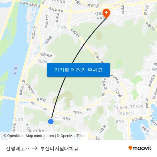 신평배고개 to 부산디지털대학교 map