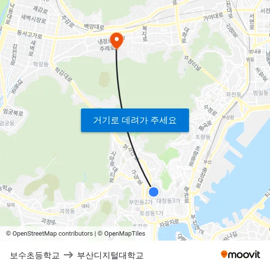 보수초등학교 to 부산디지털대학교 map
