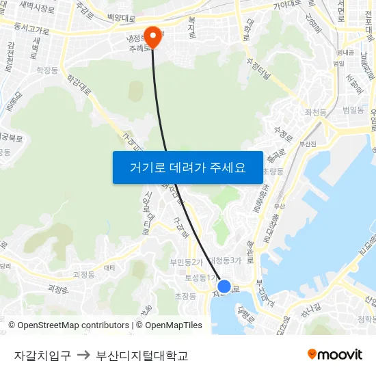 자갈치입구 to 부산디지털대학교 map