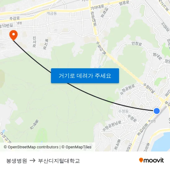 봉생병원 to 부산디지털대학교 map