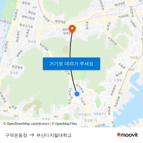 구덕운동장 to 부산디지털대학교 map