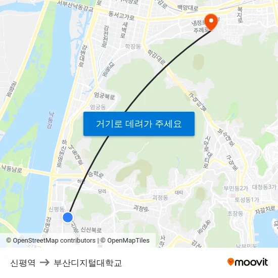 신평역 to 부산디지털대학교 map