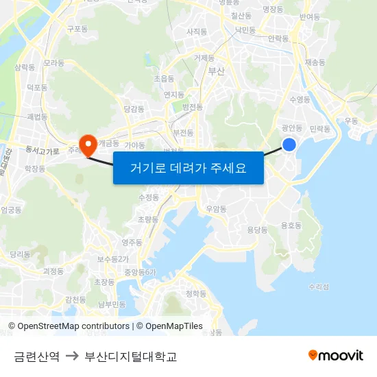 금련산역 to 부산디지털대학교 map