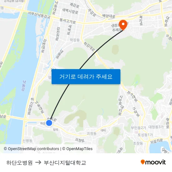 하단오병원 to 부산디지털대학교 map