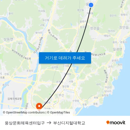 웅상문화체육센터입구 to 부산디지털대학교 map