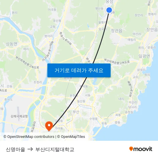신명마을 to 부산디지털대학교 map