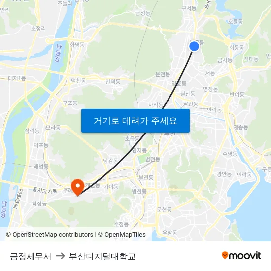 금정세무서 to 부산디지털대학교 map