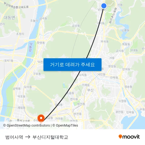 범어사역 to 부산디지털대학교 map