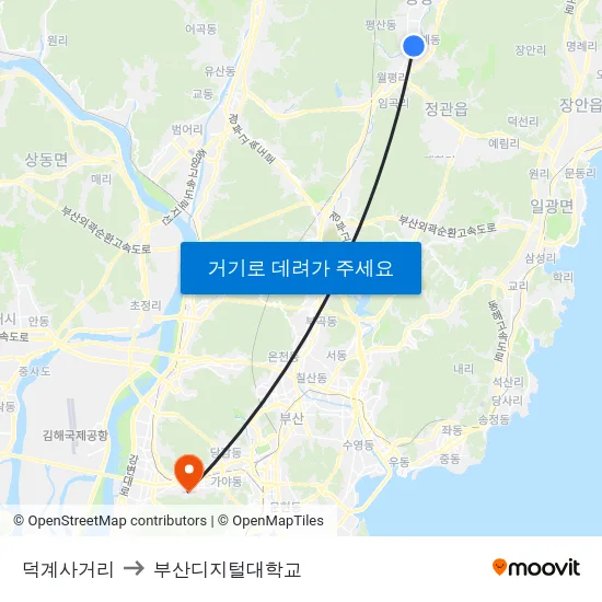 덕계사거리 to 부산디지털대학교 map