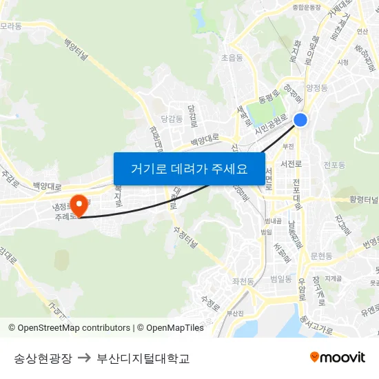 송상현광장 to 부산디지털대학교 map