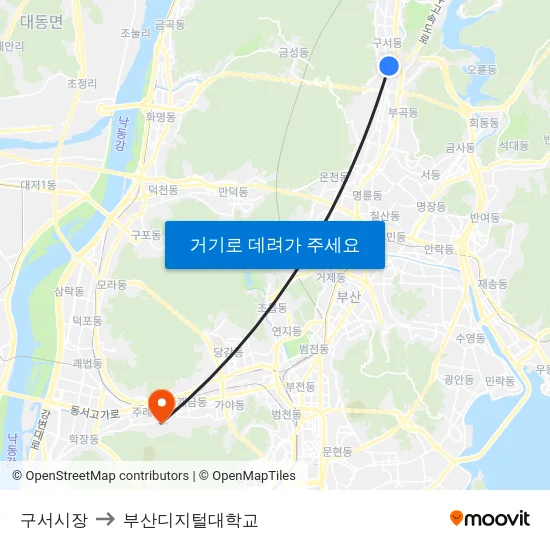 구서시장 to 부산디지털대학교 map