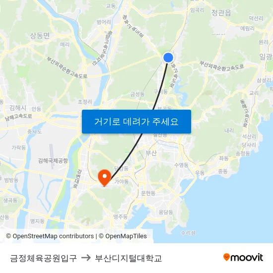 금정체육공원입구 to 부산디지털대학교 map