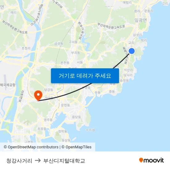 청강사거리 to 부산디지털대학교 map