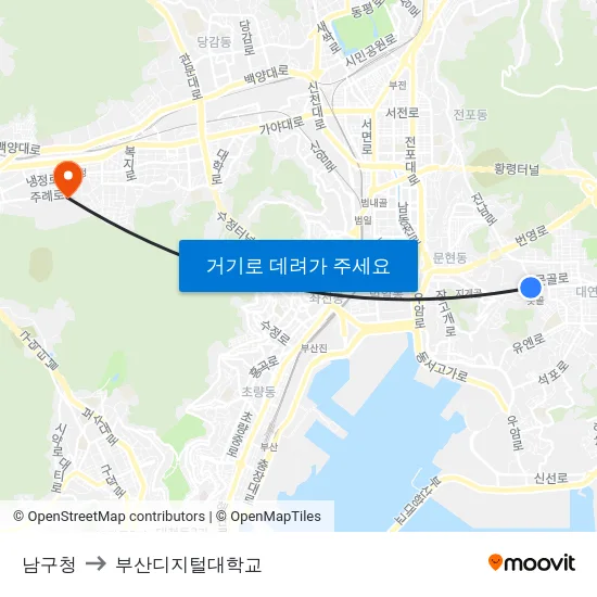 남구청 to 부산디지털대학교 map