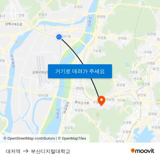 대저역 to 부산디지털대학교 map