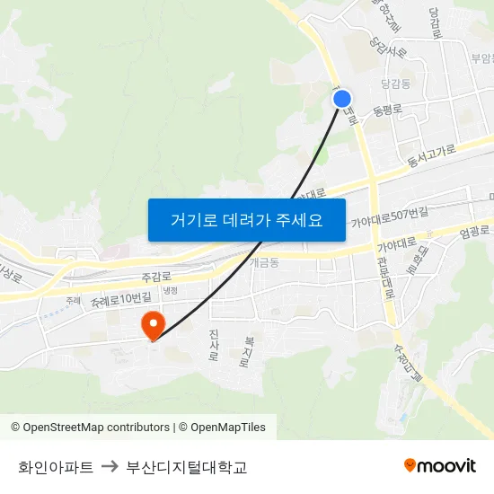 화인아파트 to 부산디지털대학교 map