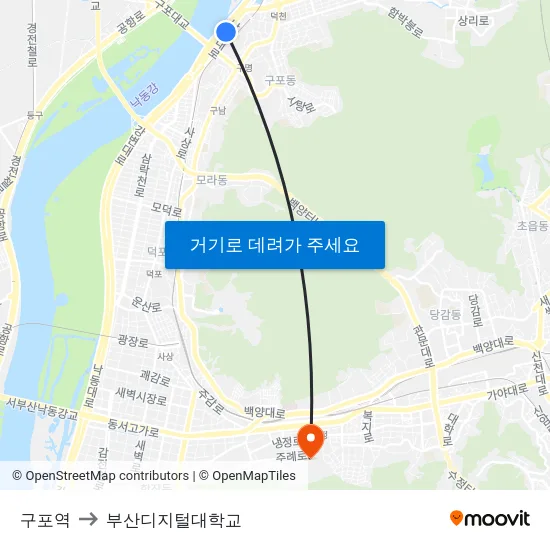 구포역 to 부산디지털대학교 map