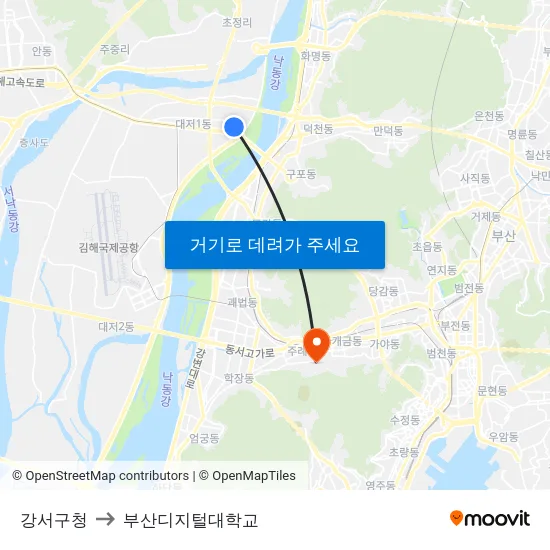 강서구청 to 부산디지털대학교 map